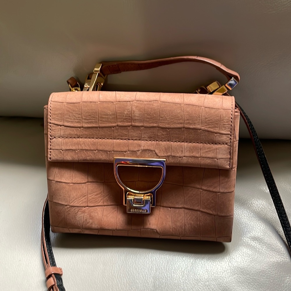 Coccinelle Arlettis Croco Embossed Nubuck Mini Shoulder Bag